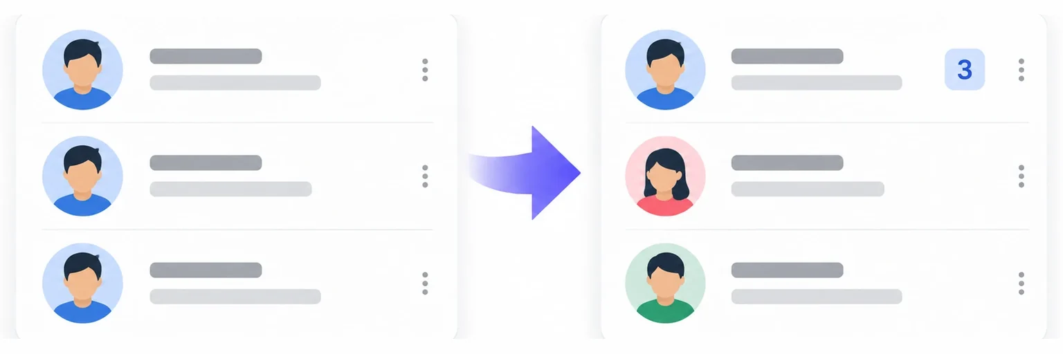 Contacts Merger & Deduplicator — a real before and after result